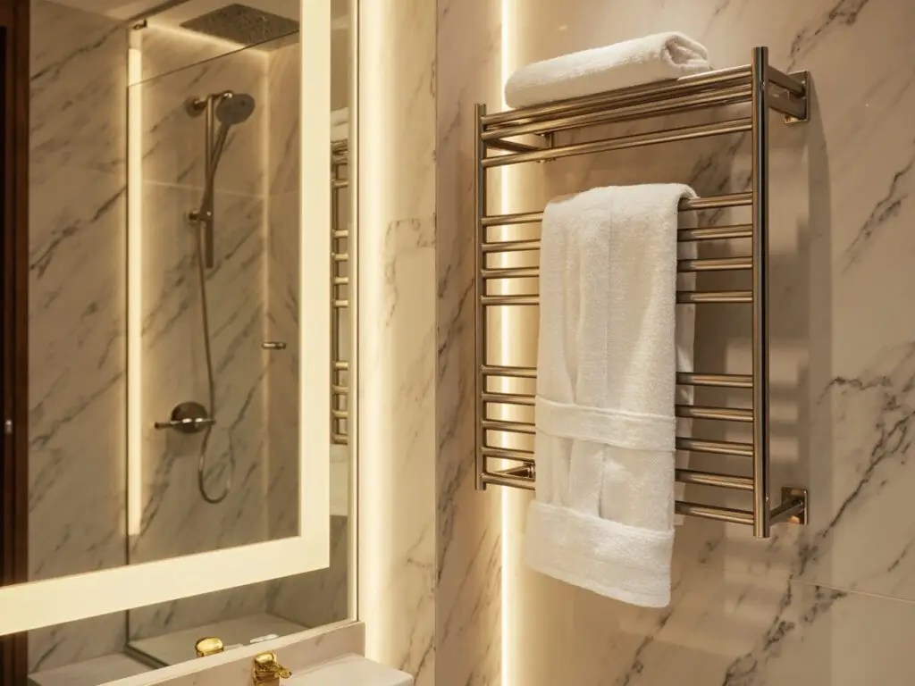 Architect specifying heated towel rails for hotel bathroom project