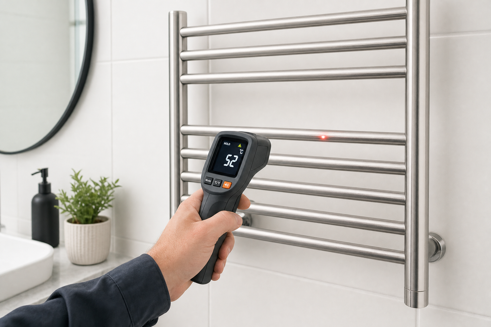 Heated Towel Rack Temperature Test - Stainless Steel Towel Warmer Surface Temperature Measurement