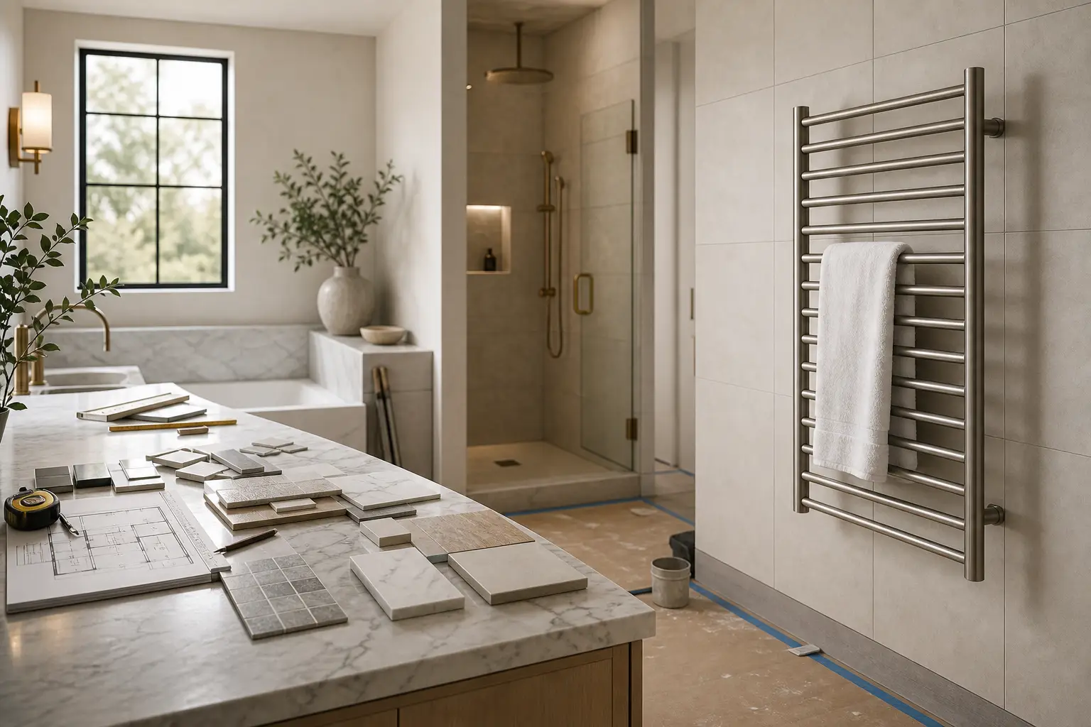 heated towel rail for bathroom renovation project
