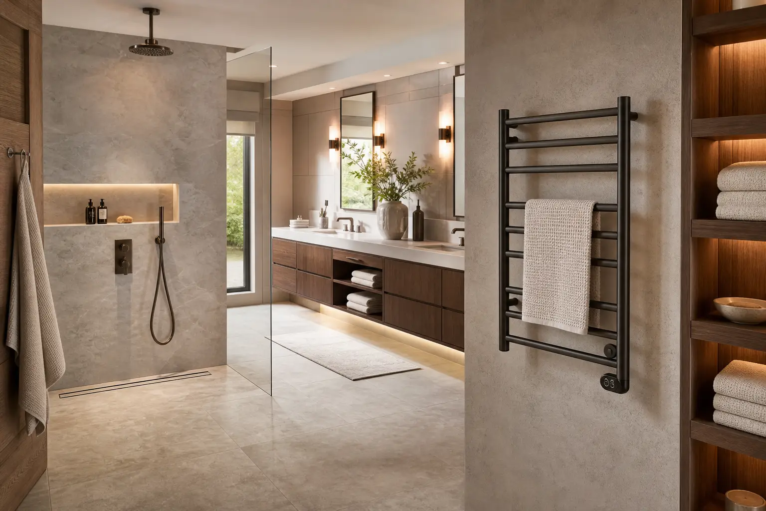 bathroom remodeling trends 2026 with heated towel rack planning