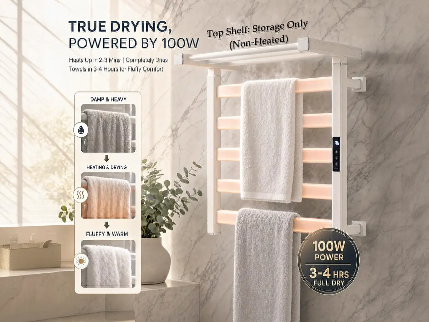 Calithrex Heated Towel Rack With Shelf EA7-500