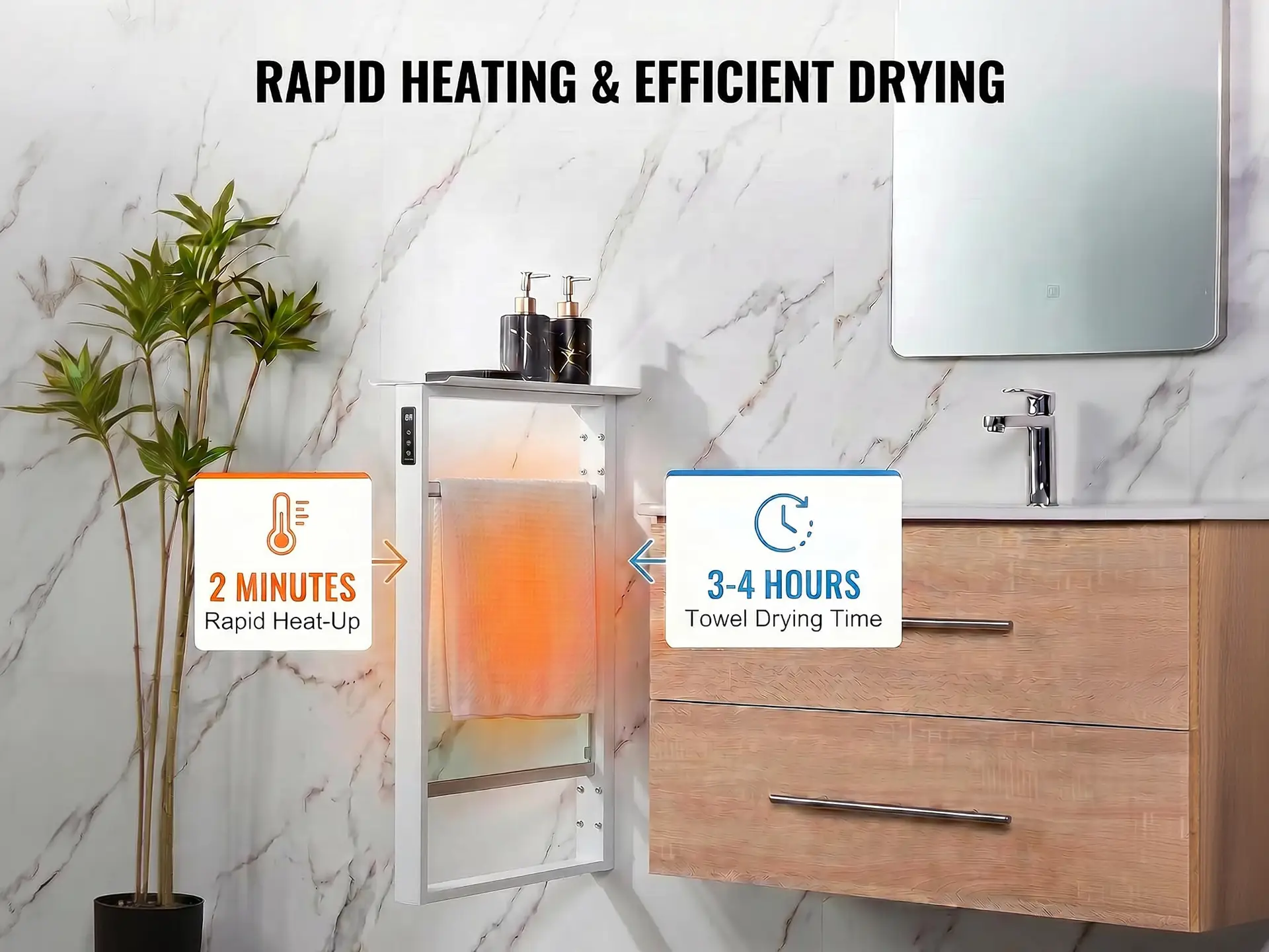 Calithrex Modern Glass Heated Towel Rack EB01