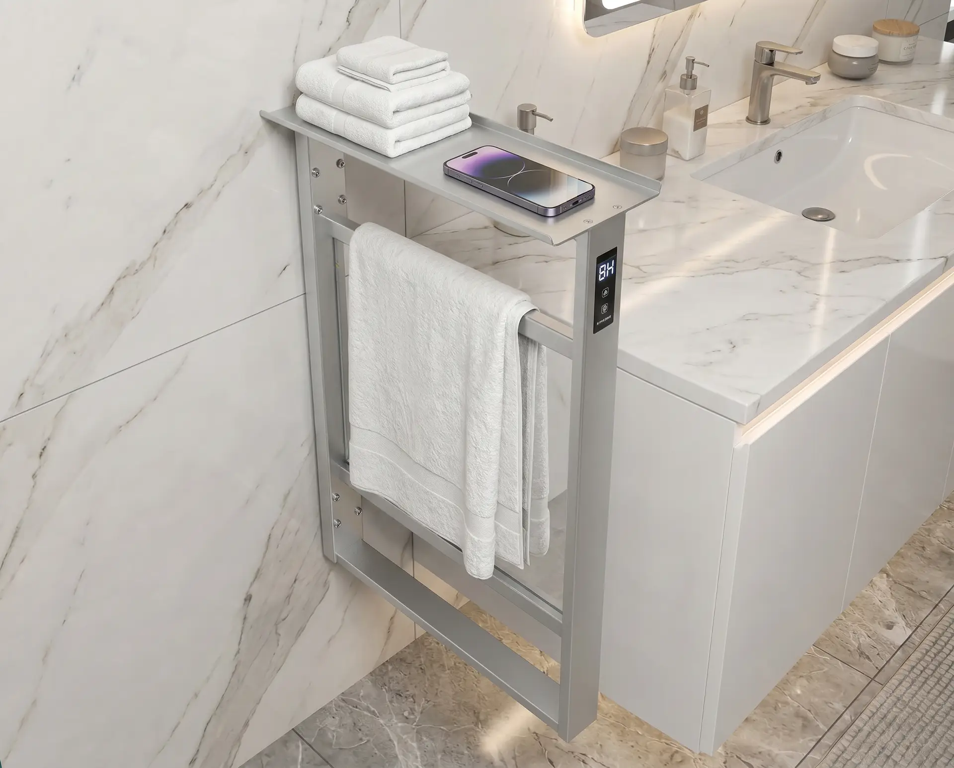 Calithrex heated towel rack product testing detail