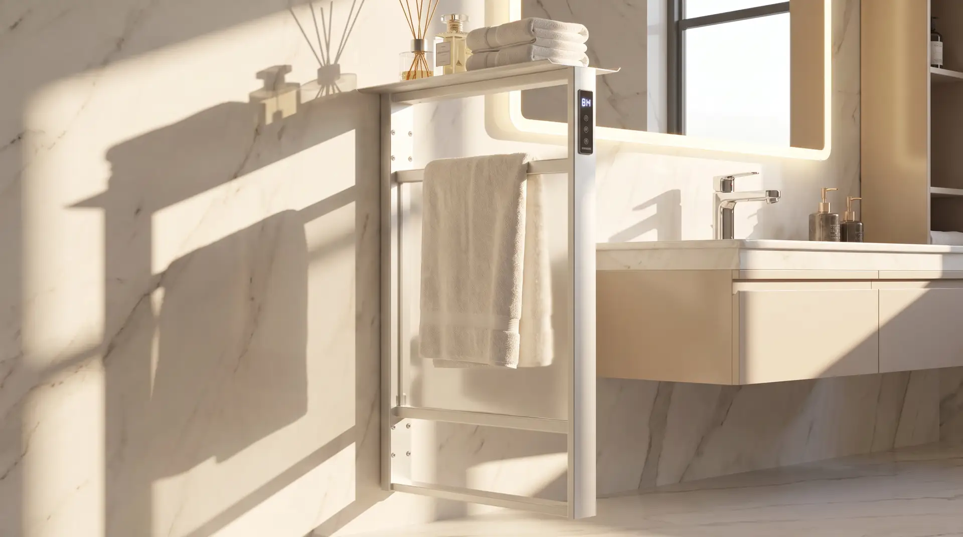 Calithrex Modern Glass Heated Towel Rack EB01