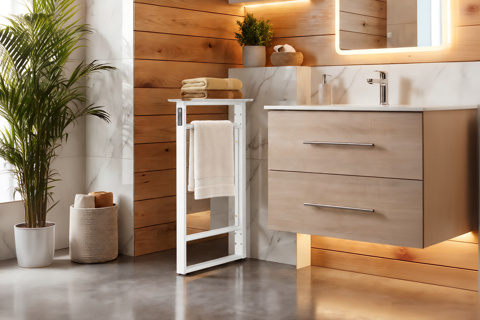 Calithrex Modern Glass Heated Towel Rack EB01