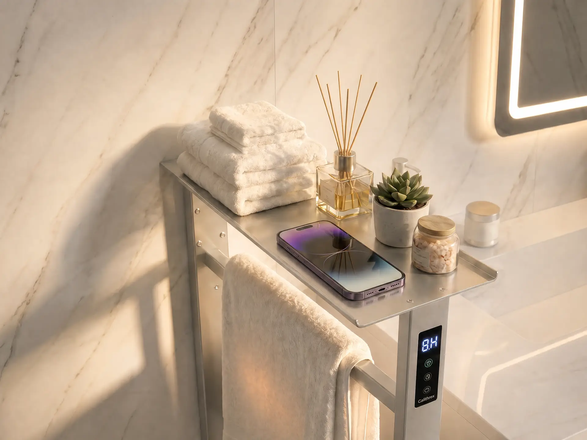 Calithrex Modern Glass Heated Towel Rack EB01