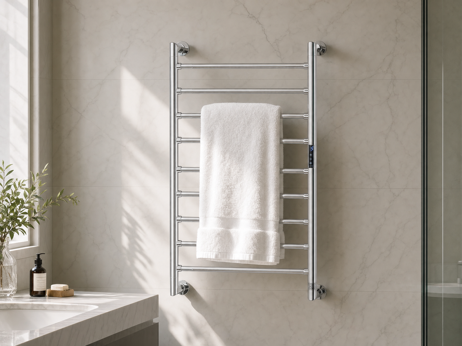 T-Joint 304 Stainless Steel Electroplating Heated Towel Rack ES17 - Image 2