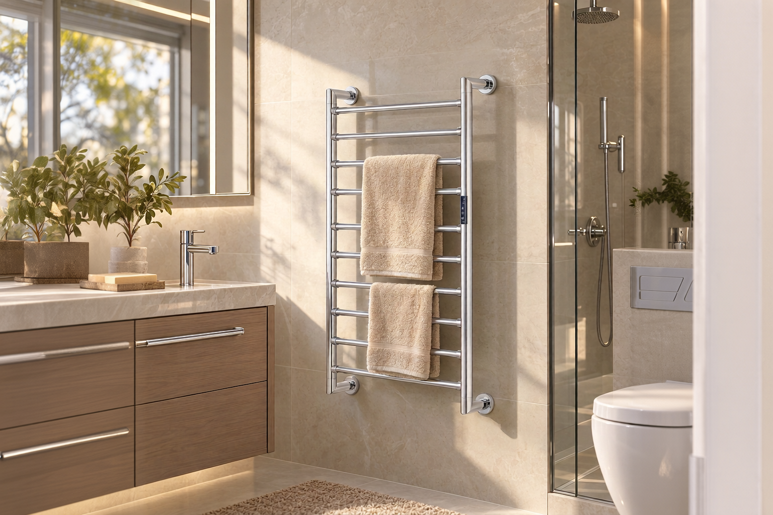 T-Joint 304 Stainless Steel Electroplating Heated Towel Rack ES17