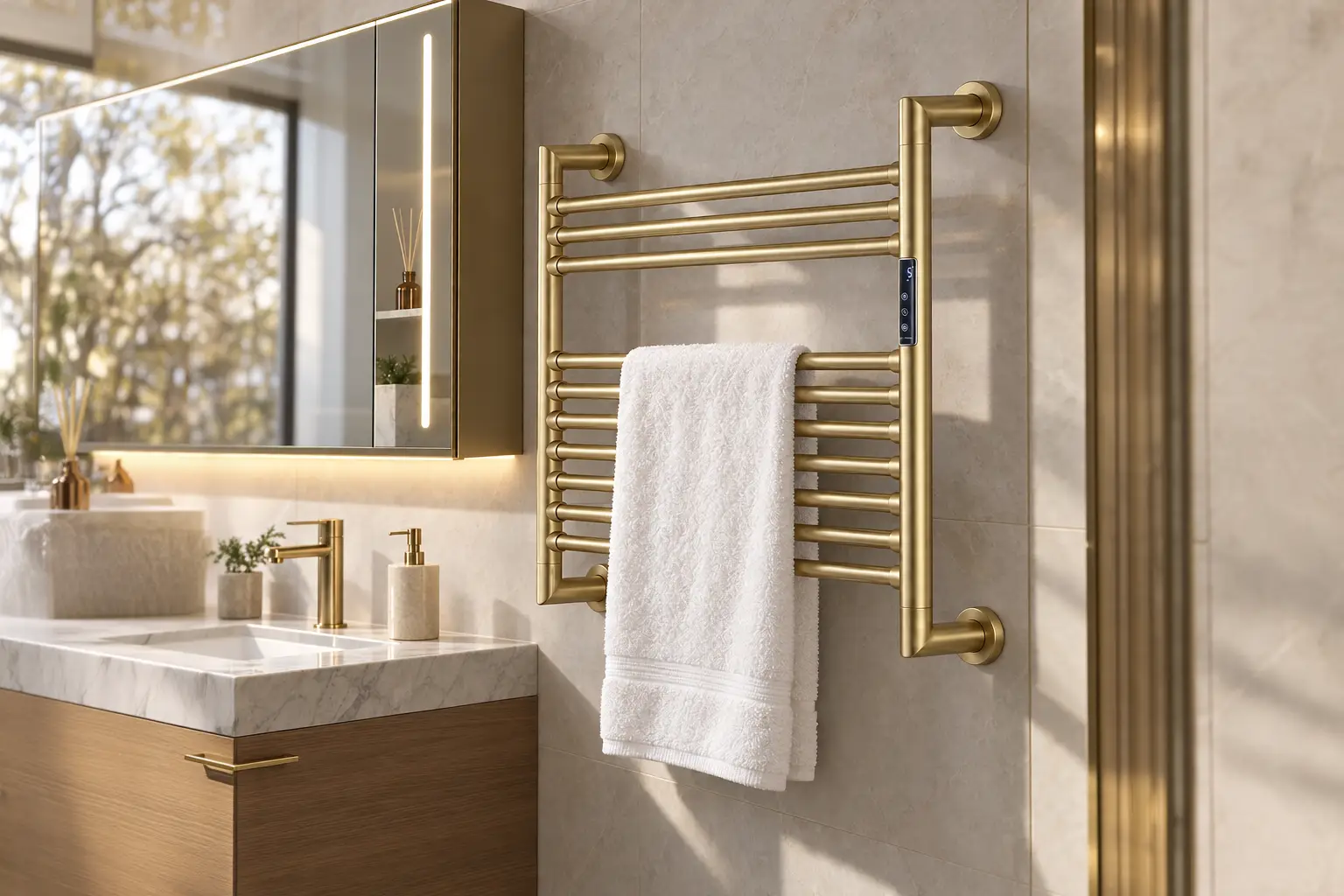 Calithrex T-Joint 304 Stainless Steel Electroplating Heated Towel Rack ES18